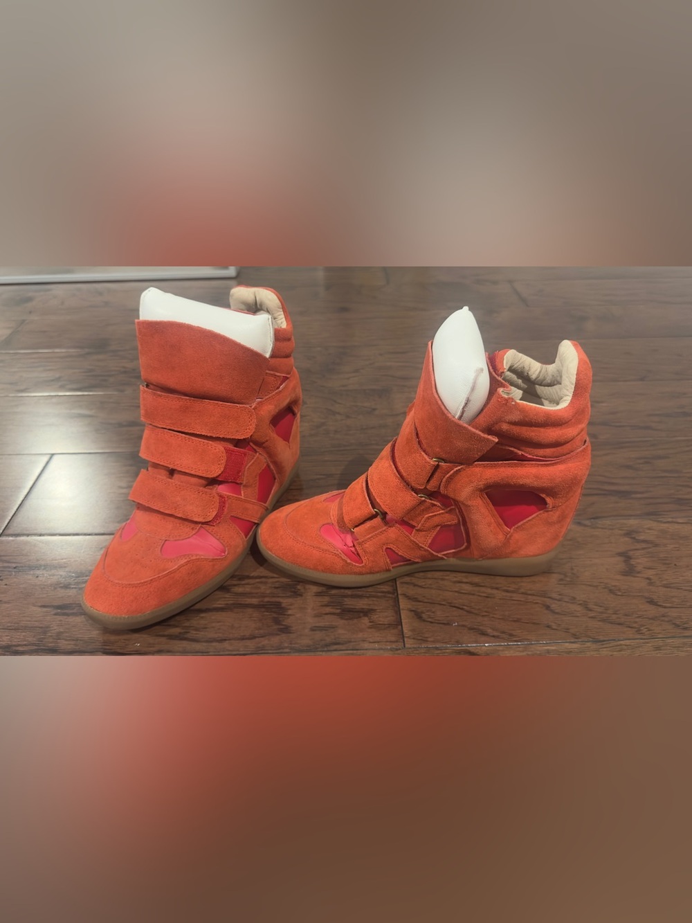 Isabel Marant Bekett Wedge Sneakers Orange & Pink EU 39